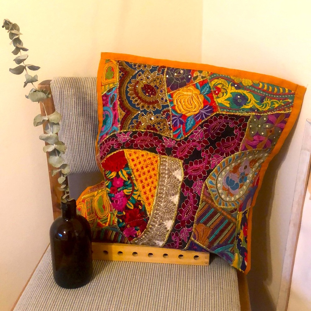 Embroidered Indian Decorative Pillowcase NWOT